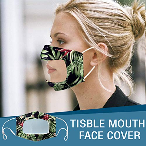 N / A Bixmox 5pc Reutilizables Tela de Boca Lavable Antipolvo Antipolvo con Tela Facial,con Ventana Clara ExpresióN Visible