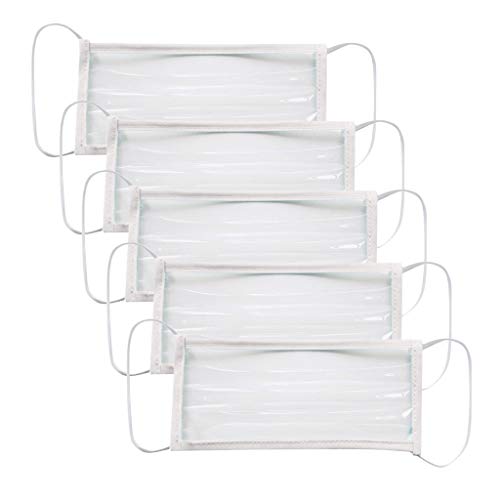 N / A Bixmox 5pc Reutilizables Tela de Boca Lavable Antipolvo Antipolvo con Tela Facial,con Ventana Clara ExpresióN Visible