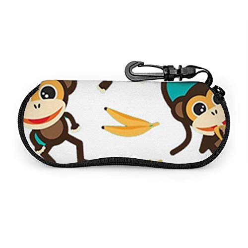N / A Corazón De Plátano De Amor De Mono Gafas Duro Caso Con Cremallera Funda Portátil Caja Para Gafas De Sol Funda De Gafas Con Mosquetón Para Hombres Mujeres