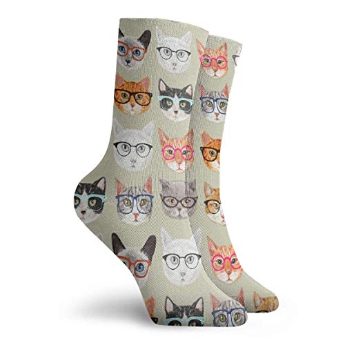 N / A Espectaculares Gatos Calcetines cortos para adultos Calcetines divertidos de algodón 30 cm para Yoga Senderismo Ciclismo Correr