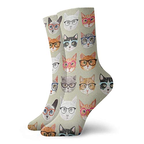 N / A Espectaculares Gatos Calcetines cortos para adultos Calcetines divertidos de algodón 30 cm para Yoga Senderismo Ciclismo Correr