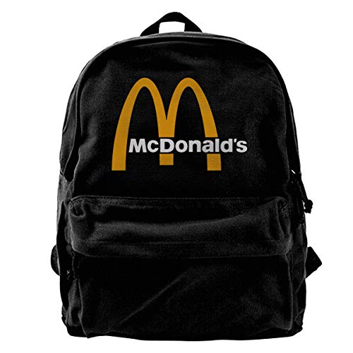 N / A McDonalds – Mochila de lona clásica negra para estudiantes y caminar al trabajo