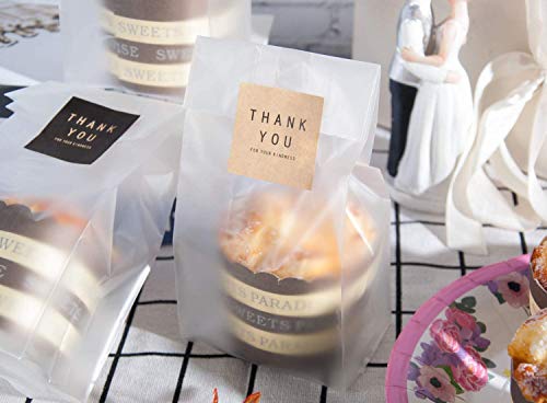 N HEINTON 60 Piezas Bolsas de Galletas, 7 x 6cm Violonchelo Plano Translúcido Celofán Bolsas de Regalo para Envoltura Bocadillos Chocolate Dulces, con 10 Hojas de Pegatinas