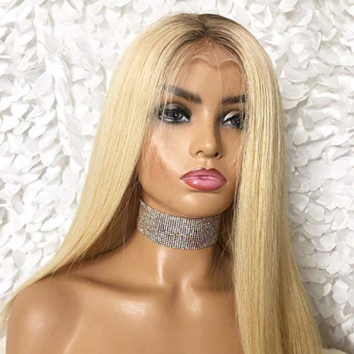 N12H Straight Lace Front Human Hair Wigs Pre Plucked with Baby Blonde Colored Human Hair Wigs Brazilian Wigs,4T613,12inches