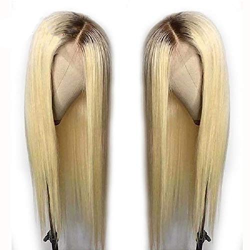 N12H Straight Lace Front Human Hair Wigs Pre Plucked with Baby Blonde Colored Human Hair Wigs Brazilian Wigs,4T613,12inches