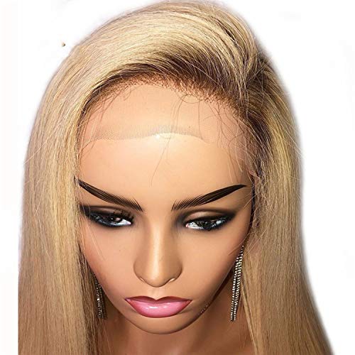 N12H Straight Lace Front Human Hair Wigs Pre Plucked with Baby Blonde Colored Human Hair Wigs Brazilian Wigs,4T613,12inches