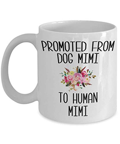 N\A Mimi Gift for Mimi Mug promocionado de Dog Mimi to Human Mimi Taza de café Anuncio de Embarazo Regalos para Mimis Cup Baby Reveal Gift for Her