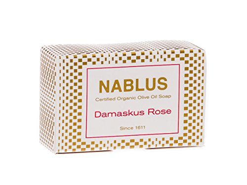 Nablus Soap - Jabón natural de aceite de oliva - Con rosa de damasco - Hecho a mano y sin aceite de palma - 100 g