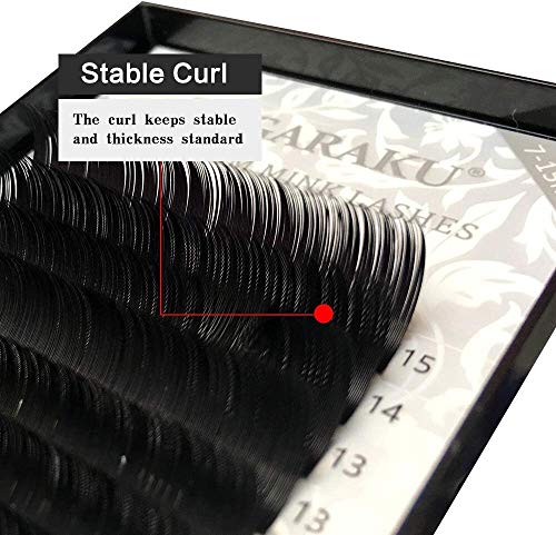 NAGARAKU Extensión de pestañas de la mezcla Rizo de 7-15 mm C Espesor 0.05 mm, 16 filas suficientes, Extensión de pestañas de visón naturalmente natura