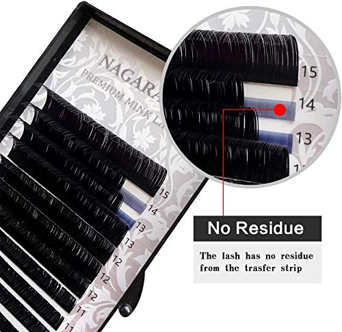 NAGARAKU Extensión de pestañas de la mezcla Rizo de 7-15 mm C Espesor 0.25 mm, 16 filas suficientes, Extensión de pestañas de visón naturalmente natura