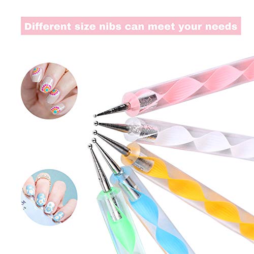 Nail Art Design Pintura Pening Kit profesional ，Herramientas Diferentes Punzon Para Grabado，de Bobeau Nail Art Manicura y Pedicura Decorar uñas Decoración (5PCS)