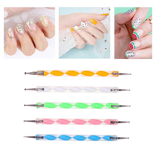 Nail Art Design Pintura Pening Kit profesional ，Herramientas Diferentes Punzon Para Grabado，de Bobeau Nail Art Manicura y Pedicura Decorar uñas Decoración (5PCS)