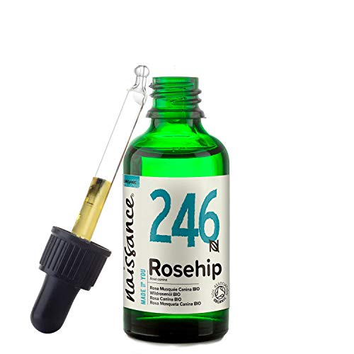Naissance Aceite Vegetal de Rosa Mosqueta Canina BIO n. º 246 – 50ml - Puro, natural, vegano, certificado ecológico, sin hexano y no OGM - Hidrata y nutre todo tipo de pieles, el cabello y las uñas.