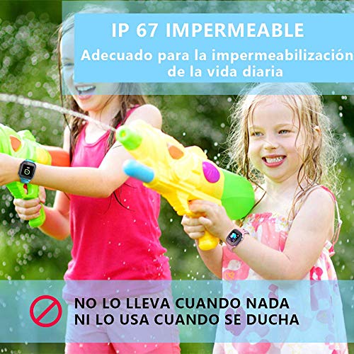 NAIXUES Smartwatch Niños, Reloj Inteligente Niño IP67, Reloj niños con Juego, Hacer Llamada, Chat de Voz, Localizador LBS, SOS, Despertador, Modo de Clase, Cámara, Regalo para niños de 3-12 años