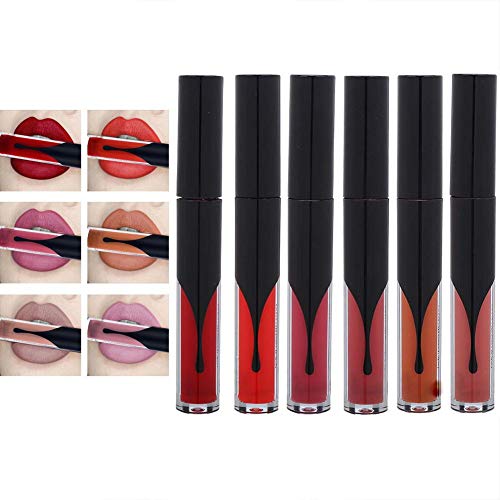 Nannday Lápiz Labial Mate, 6 Piezas Herramienta cosmética Profesional Lisa de Larga duración, no pegajosa, Brillo de Labios Mate, Terciopelo Mate