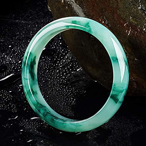 Natural Hermosa Esmeralda Jadeíta Jade Pulsera Brazalete Redondo Antigüedad Arte Sian Pulsera Brazalete Verde Claro