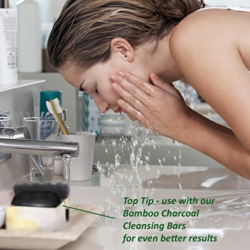 Natural Tratamiento para el acné, psoriasis, Bumpy o escamosa, erupción afeitado, pelos encarnados – 3PK tamaño de cuerpo de konjac de carbón esponjas con gancho – nuevos productos de hojas