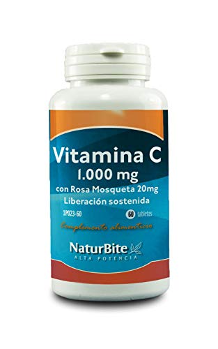 NaturBite Vitamina C 1000 mg Rosa Mosqueta 20 mg - 180 Tabletas