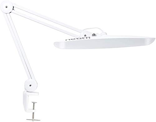 Neatfi XL: lámpara de trabajo LED con abrazadera, Enchufe Europeo, 2.200 lúmenes, 24 vatios, LED SMD de 117 piezas, lámpara ultra ancha de 20 pulgadas, brillo regulable de 4 niveles (blanco)