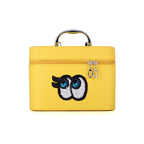 Neceser de maquillaje grande, bolsa de viaje, moderna, con lentejuelas, para mujer, regalo ideal para novia amarillo amarillo