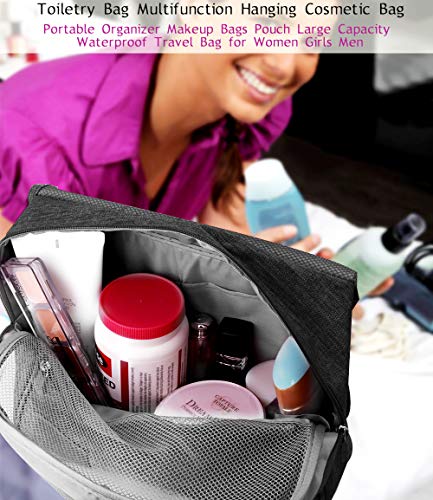 Neceser de viaje para colgar, neceser de lavado, impermeable, organizador de cosméticos, para artículos de tocador, cosméticos, regalo ideal para hombres y mujeres Negro Negro
 large