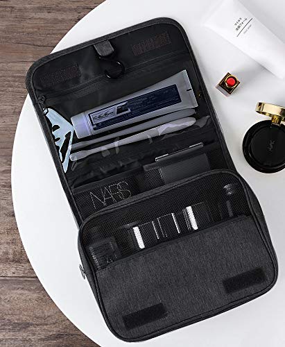 Neceser de viaje para colgar, neceser de lavado, impermeable, organizador de cosméticos, para artículos de tocador, cosméticos, regalo ideal para hombres y mujeres Negro Negro
 large