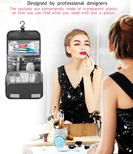 Neceser de viaje para colgar, neceser de lavado, impermeable, organizador de cosméticos, para artículos de tocador, cosméticos, regalo ideal para hombres y mujeres Negro Negro
 large