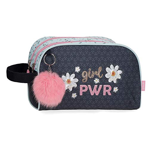 Neceser Enso Girl Power Doble Compartimento, 26x16x11 cm, Azul
