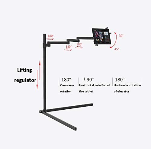 Negro Acero iPad Pro Tablet,Altura Regulable 10-100cm/3.9-39.3in Accesorios iPad Pro 2018 para iPad Pro 10.5/9.7/12.9, iPad Mini 2 3 4, iPad Air 2, iPhone X 8 7 Plus, 6S Plus, Samsung Galaxy Tab