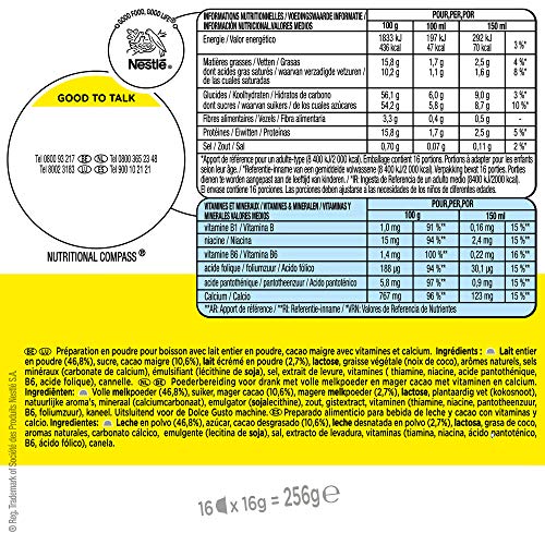Nescafé DOLCE GUSTO Cacao NESQUIK - Pack de 3 x 16 Cápsulas - Total 48 Cápsulas