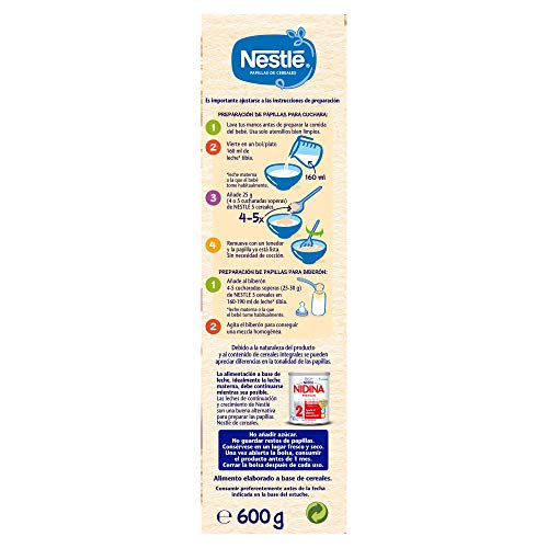 Nestlé Papillas Alimento infantil preparado a base de cereales - 600 gr