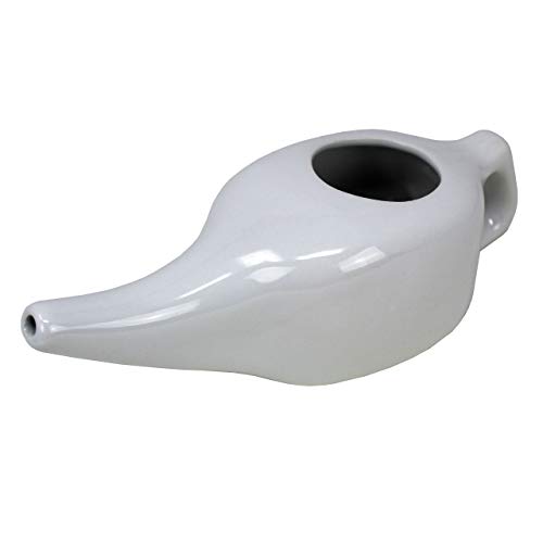 Neti Pot en Cerámica para Limpiar y Desinfectar las fosas nasales - 200 ml - Práctica Ayurvédica - Jala Neti Hatha Yoga - para el drenaje de los senos frontales y para limpiar las vías respiratorias