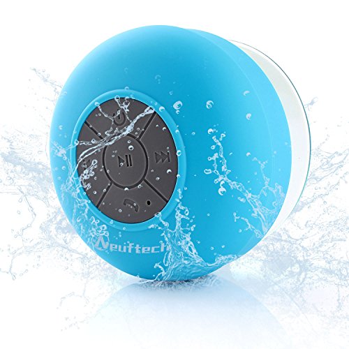Neuftech Micro USB Altavoz Bluetooth 3.0 Impermeable Sonido estéreo con Ventosa para Ducha Piscina etc,Azul