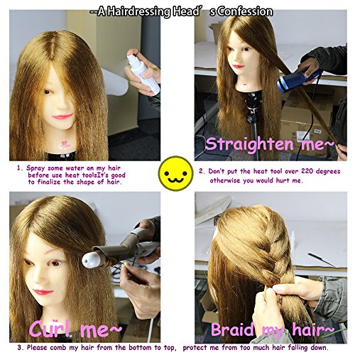 Neverland Cabezas de Poliestireno profesional Heads ejercicio 64cm Super Hair largo cabello natural 30% Equipo Modelo + andat peinado