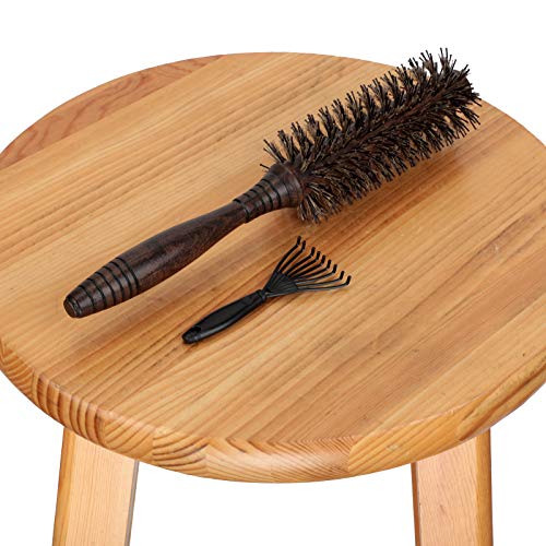 Neverland Cepillo de pelo Cerdas de jabalí Cepillo de peine para el pelo Mango de madera redondo Peine de peluquería para salones de belleza 16 filas de