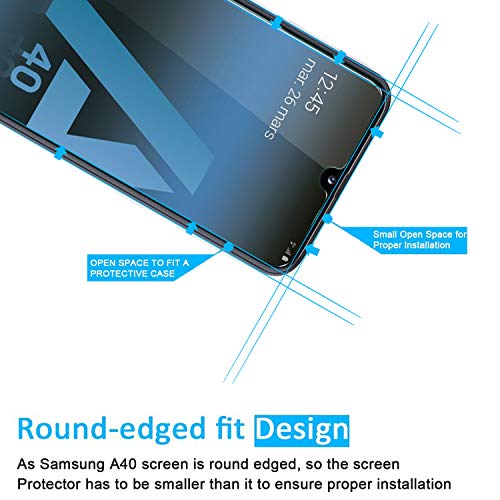 NEW'C 3 Unidades, Protector de Pantalla para Samsung Galaxy A40, Antiarañazos, Antihuellas, Sin Burbujas, Dureza 9H, 0.33 mm Ultra Transparente, Vidrio Templado Ultra Resistente