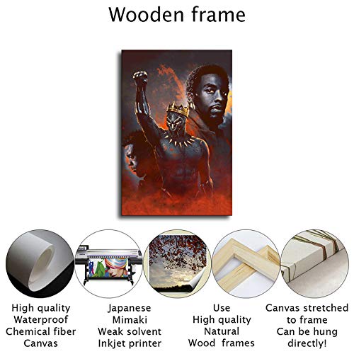 N/F pantera negra Chadwick boseman vengadores final cartel (20 x 30 pulgadas, marco de madera)