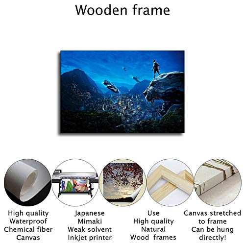 N/F pantera negra chadwick boseman vengadores murales carteles (61 x 36 pulgadas, marco de madera)