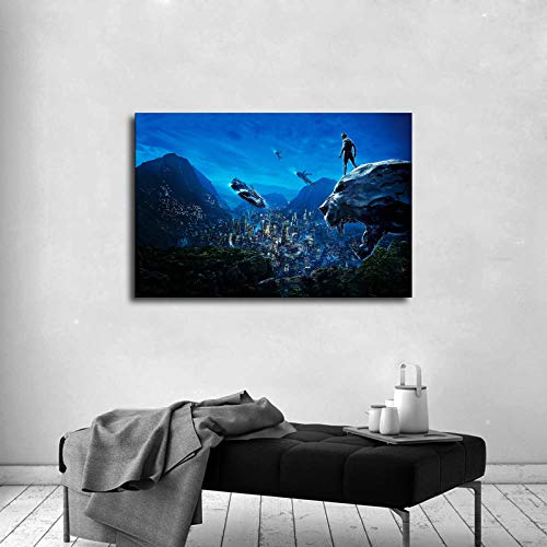 N/F pantera negra chadwick boseman vengadores murales carteles (61 x 36 pulgadas, marco de madera)