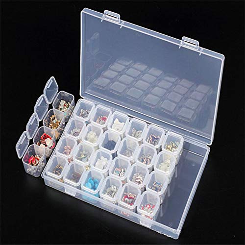 NHUAIYINSHUGUOGUANGGAOJINGY 28 Slots Plastic Storage Box Diamond Painting Kits Nail Art Rhinestone Tools