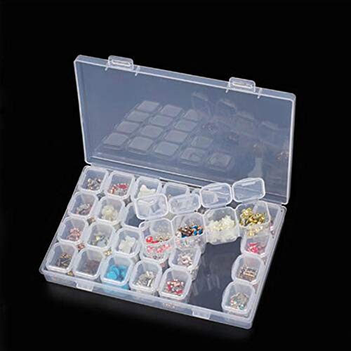 NHUAIYINSHUGUOGUANGGAOJINGY 28 Slots Plastic Storage Box Diamond Painting Kits Nail Art Rhinestone Tools