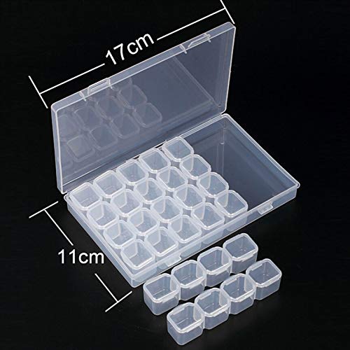NHUAIYINSHUGUOGUANGGAOJINGY 28 Slots Plastic Storage Box Diamond Painting Kits Nail Art Rhinestone Tools