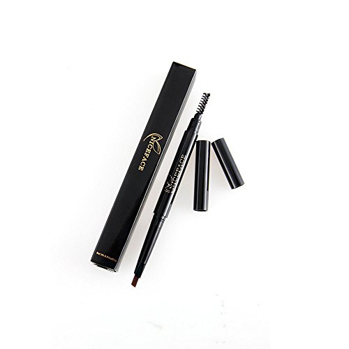 NICEFACE precisión impermeable frente liner doble final ceja lápiz con ceja pinceles herramientas 5 colores paquete negro de 1