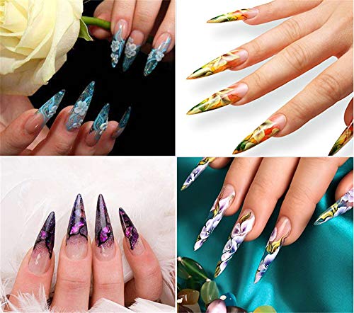 NiceMeet 500 Piezas Largo Puntas de Uñas Postizas de Stiletto de Transparente - Artificial de Acrílico de Falso Uñas Clavo Para Familia de Bricolaje o Uso Profesional del Salón - Flase Nails
