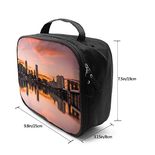 Nicokee Bolsa de maquillaje de viaje, bolsa organizadora de cosméticos de Nueva York, con diseño de atardecer de Nueva York