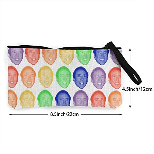 Nicolas Cage Rainbow Mug lindo cambio de lona monedero bolsa bolsa cremallera titular monedero correa muñeca maquillaje lápiz caso para mujeres niñas personalizado