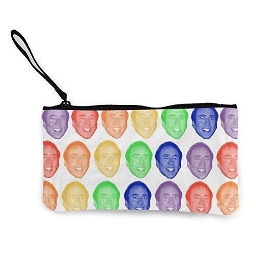 Nicolas Cage Rainbow Mug lindo cambio de lona monedero bolsa bolsa cremallera titular monedero correa muñeca maquillaje lápiz caso para mujeres niñas personalizado
