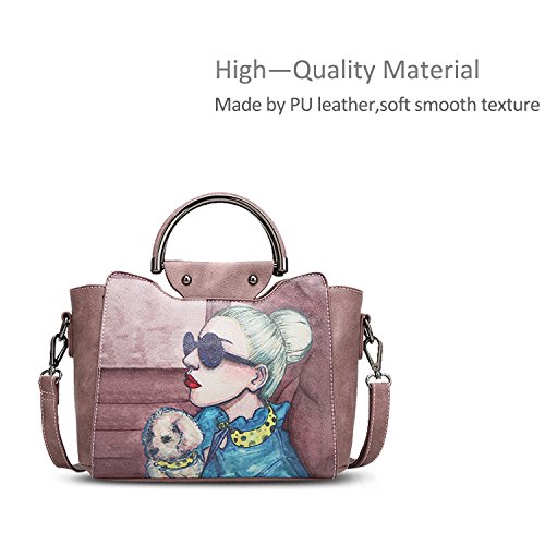 NICOLE&DORIS Elegante Tote Bolsos de Mano para Mujer Monederos Bolso Crossbody Mujer Bolso de Bandolera Bolsa PU Rosado