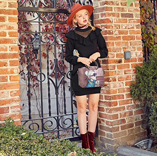 NICOLE&DORIS Elegante Tote Bolsos de Mano para Mujer Monederos Bolso Crossbody Mujer Bolso de Bandolera Bolsa PU Rosado