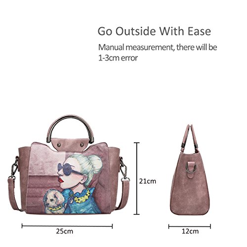 NICOLE&DORIS Elegante Tote Bolsos de Mano para Mujer Monederos Bolso Crossbody Mujer Bolso de Bandolera Bolsa PU Rosado